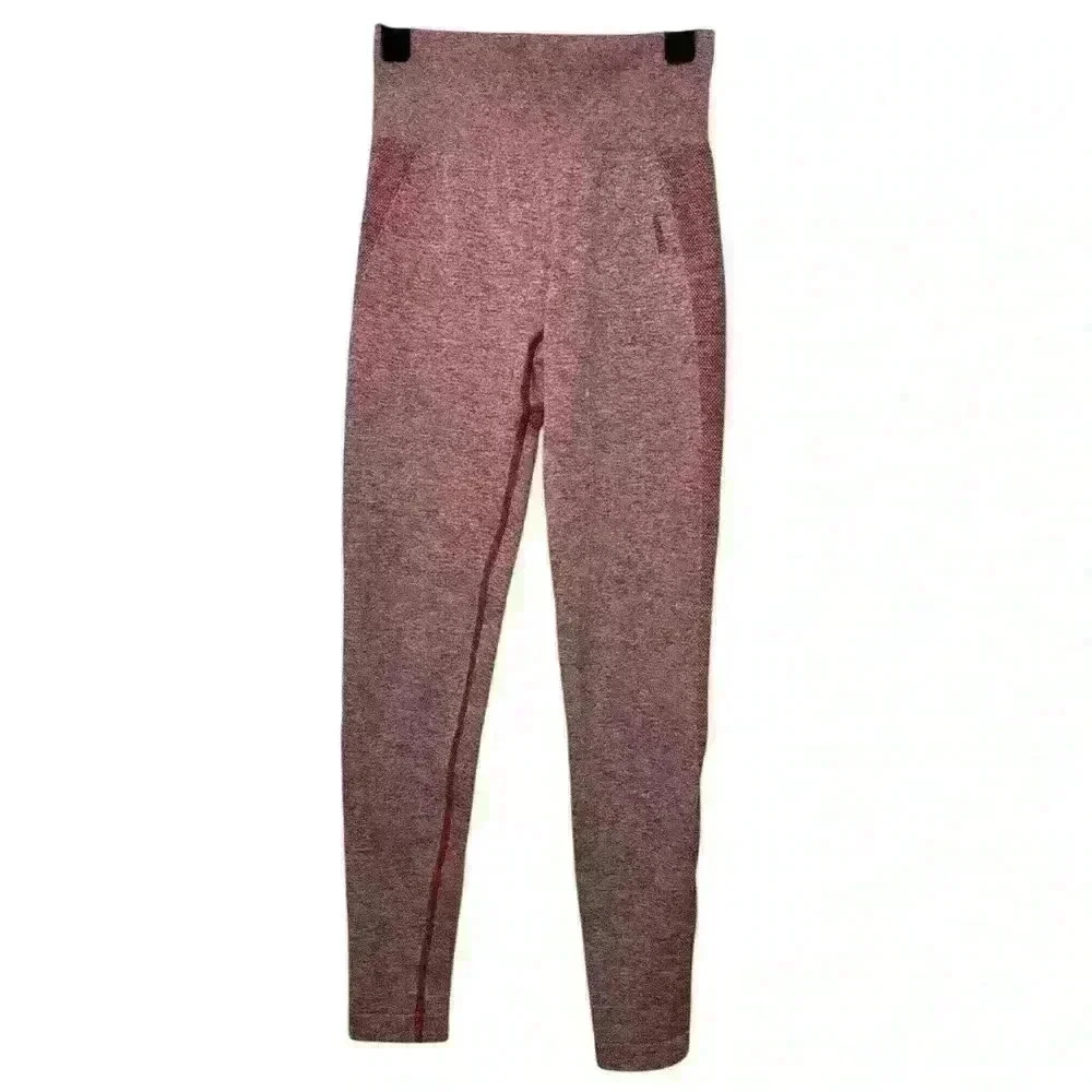 Gymshark Leggings Red Marled Compression XSmall Women’s - Picture 2 of 11